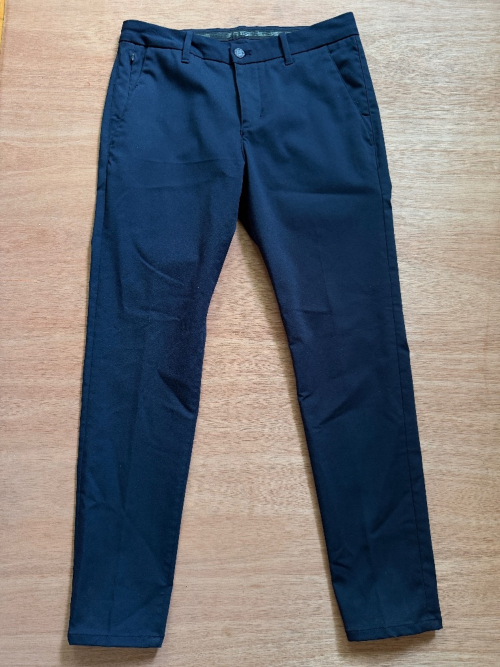 DU/ER Ultra Stretch Slim Pants men's 32X30 dark blue navy wash solid pockets